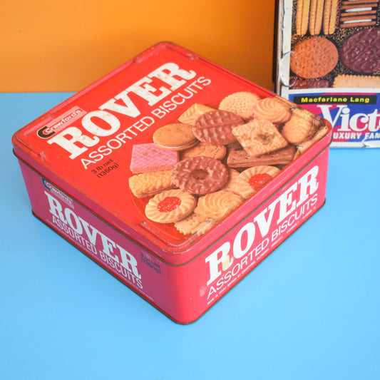 Vintage 1970s Large Biscuit Tins - Rover / Victoria - Sewing Kit Storage