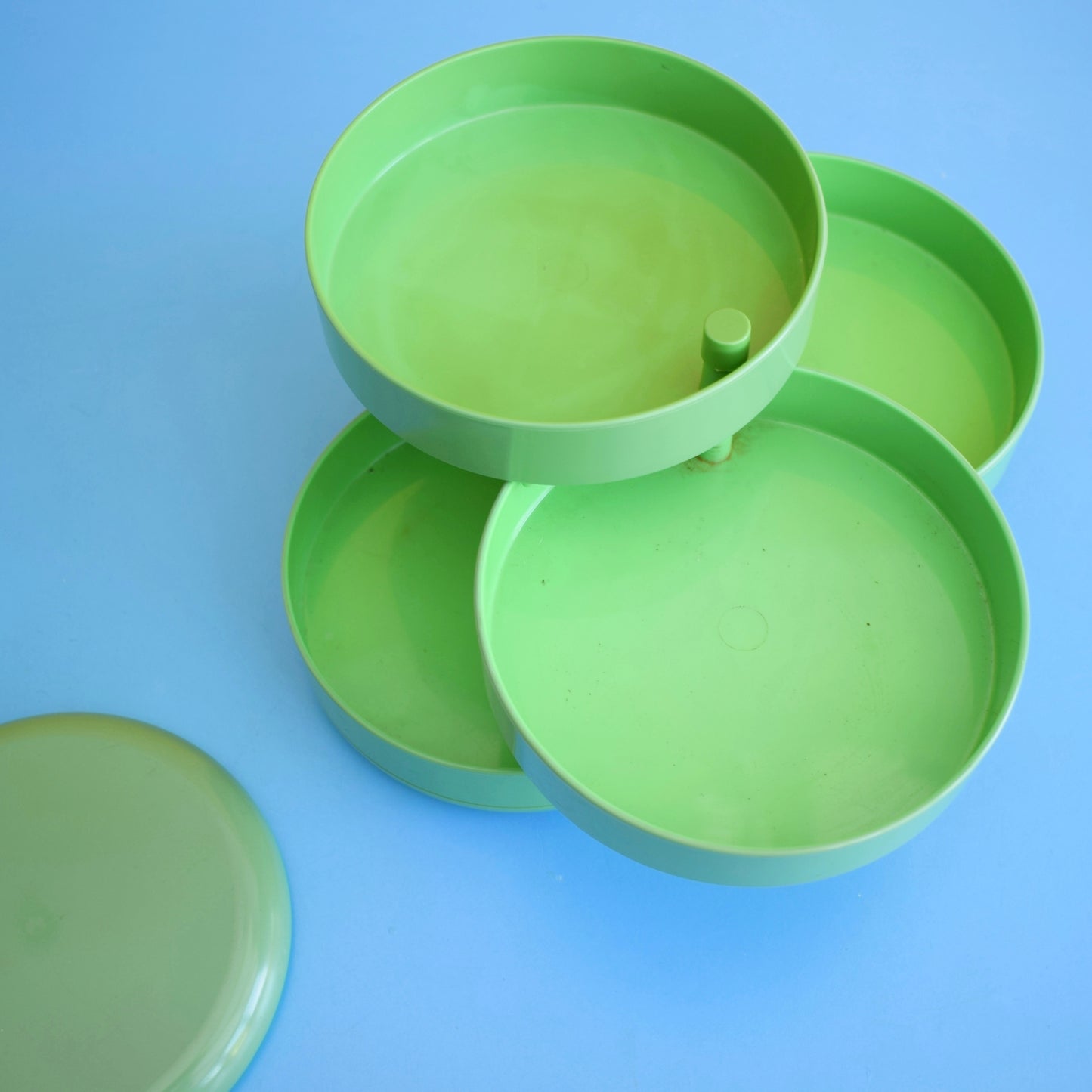 Vintage 1970s Rino Pirovano Swing Out Desk Tidy - Green Plastic