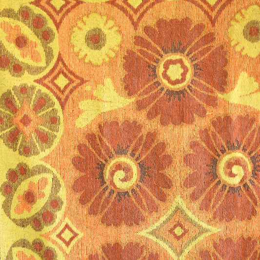 Vintage 1960s Towel - Flowers - Brown & Yellow