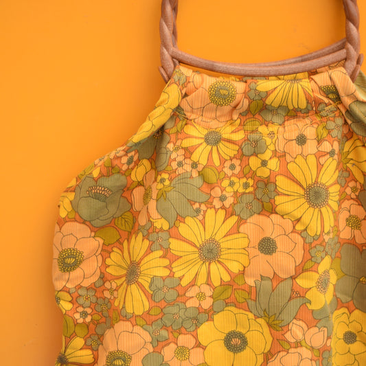 Vintage 1970s Handmade Bag - Mustard Flowers