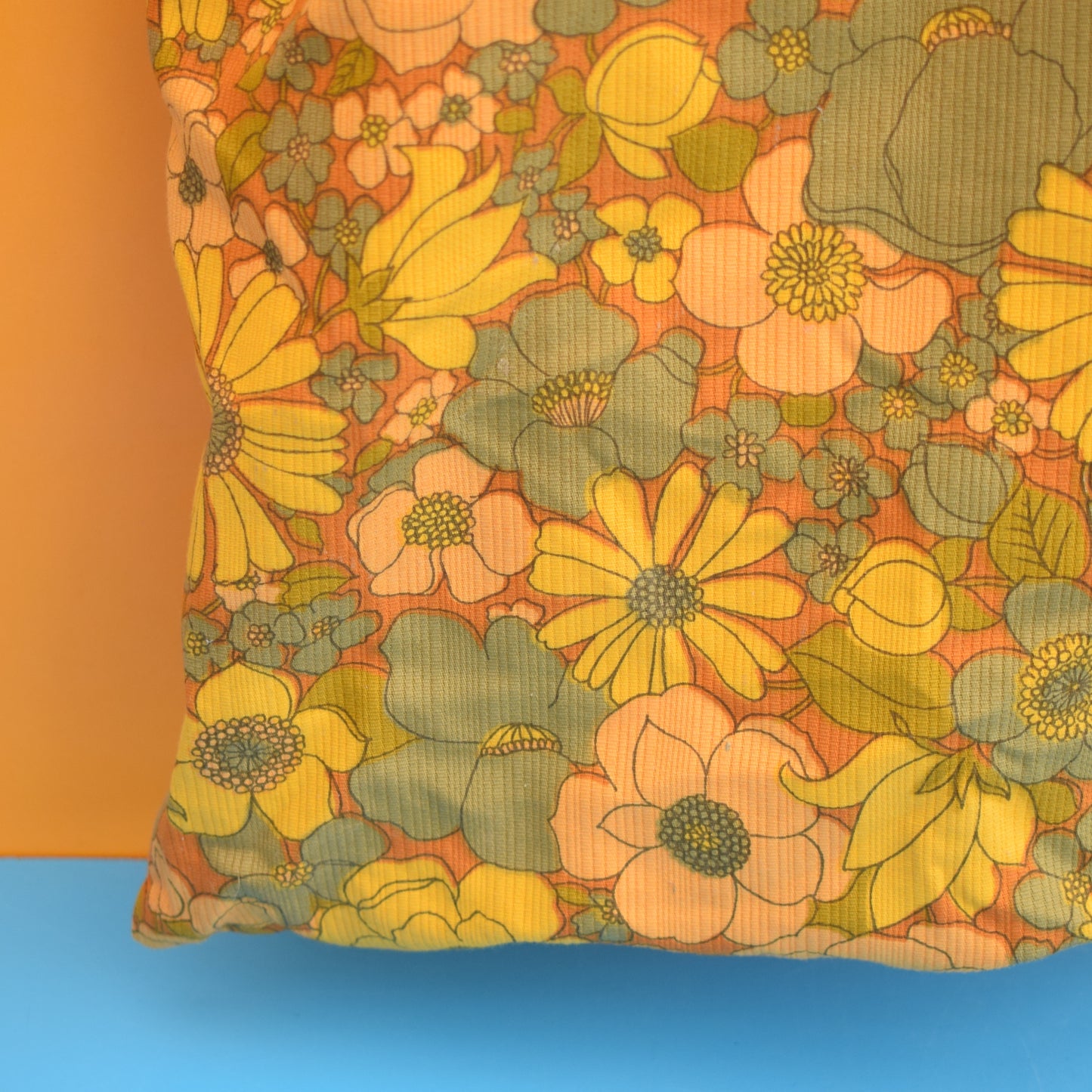 Vintage 1970s Handmade Bag - Mustard Flowers