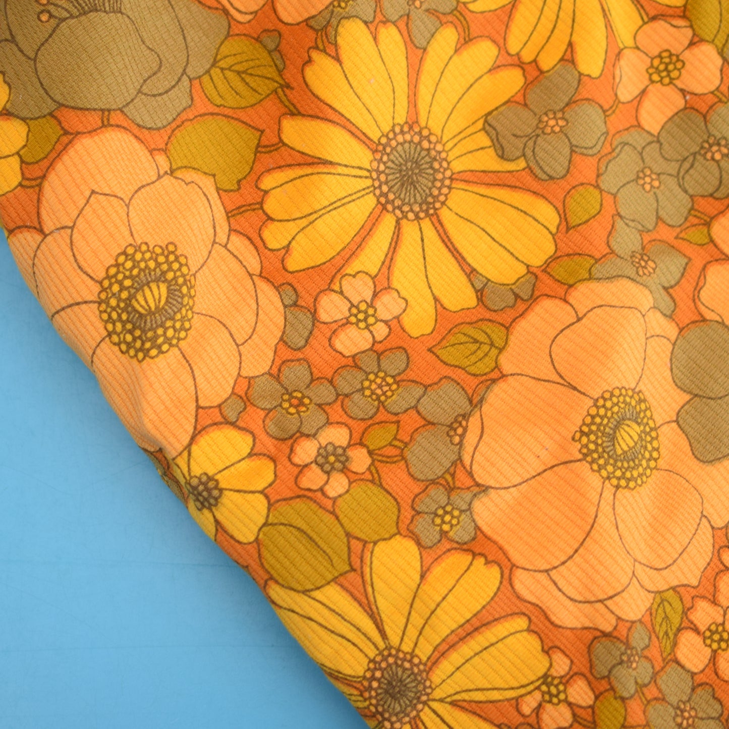 Vintage 1970s Handmade Bag - Mustard Flowers