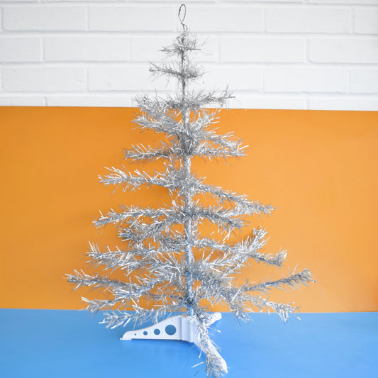 Vintage 1970s Tinsel Christmas Tree - Silver - Tabletop