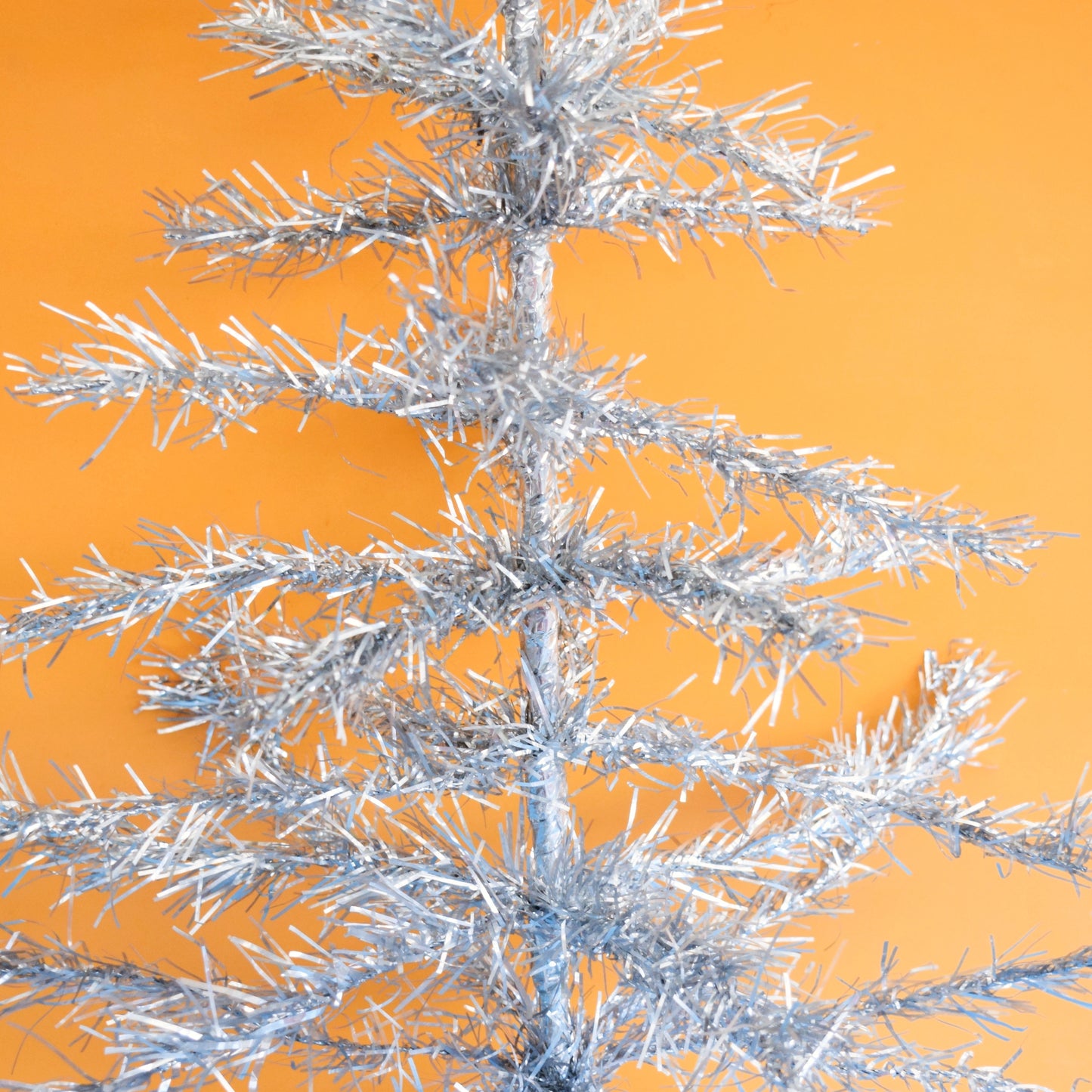 Vintage 1970s Tinsel Christmas Tree - Silver - Tabletop