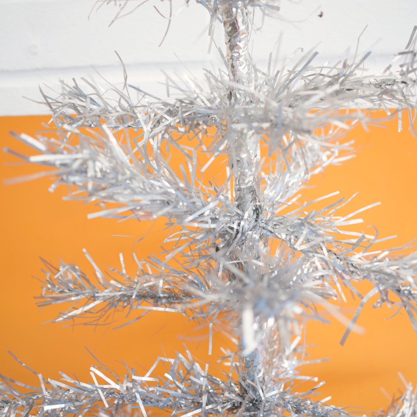 Vintage 1970s Tinsel Christmas Tree - Silver - Tabletop