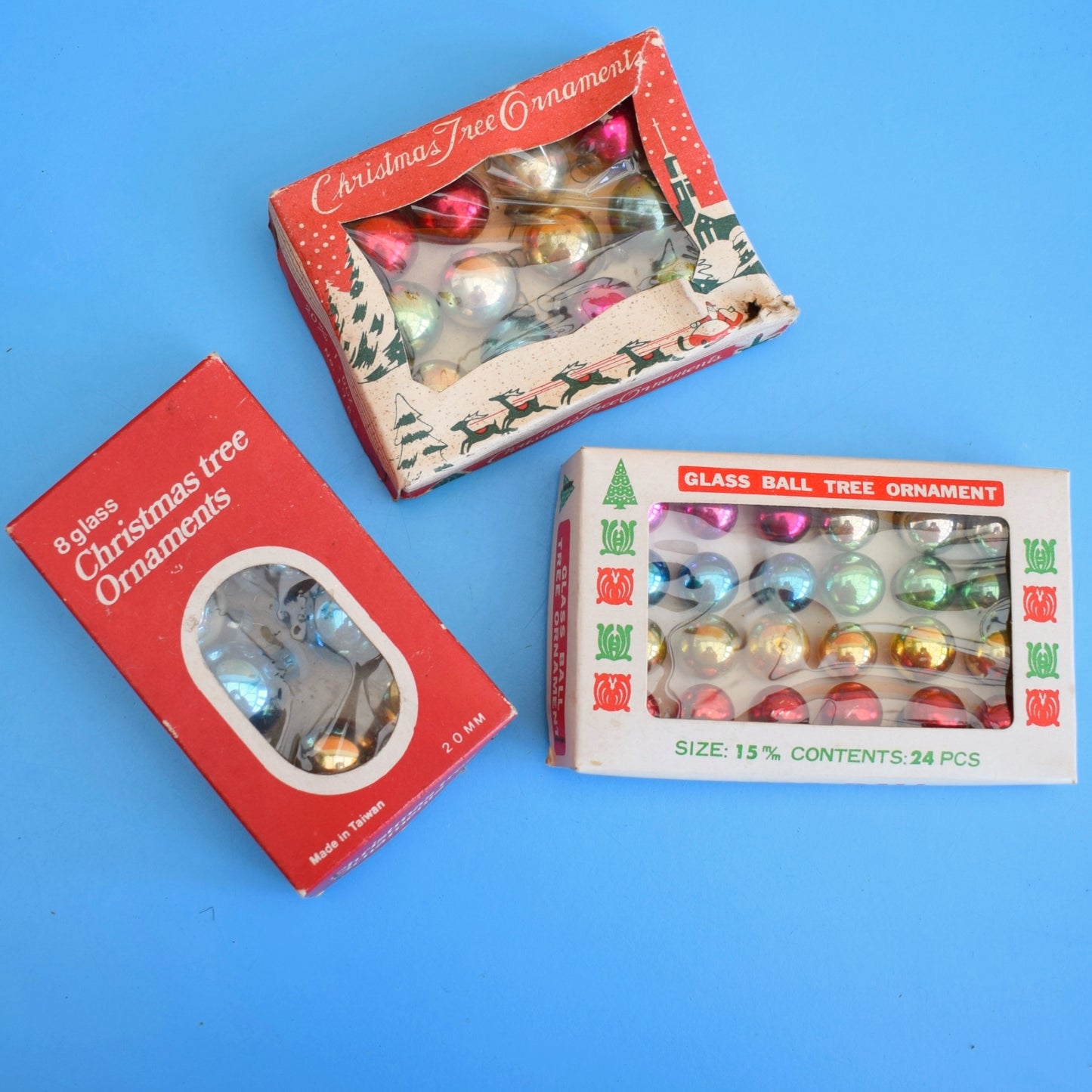Vintage 1960s Glass Christmas Baubles - Tiny / Extra Tiny