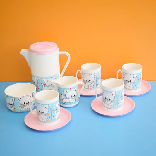 Vintage 1970s Plastic Dolls Tea Set - Kittens