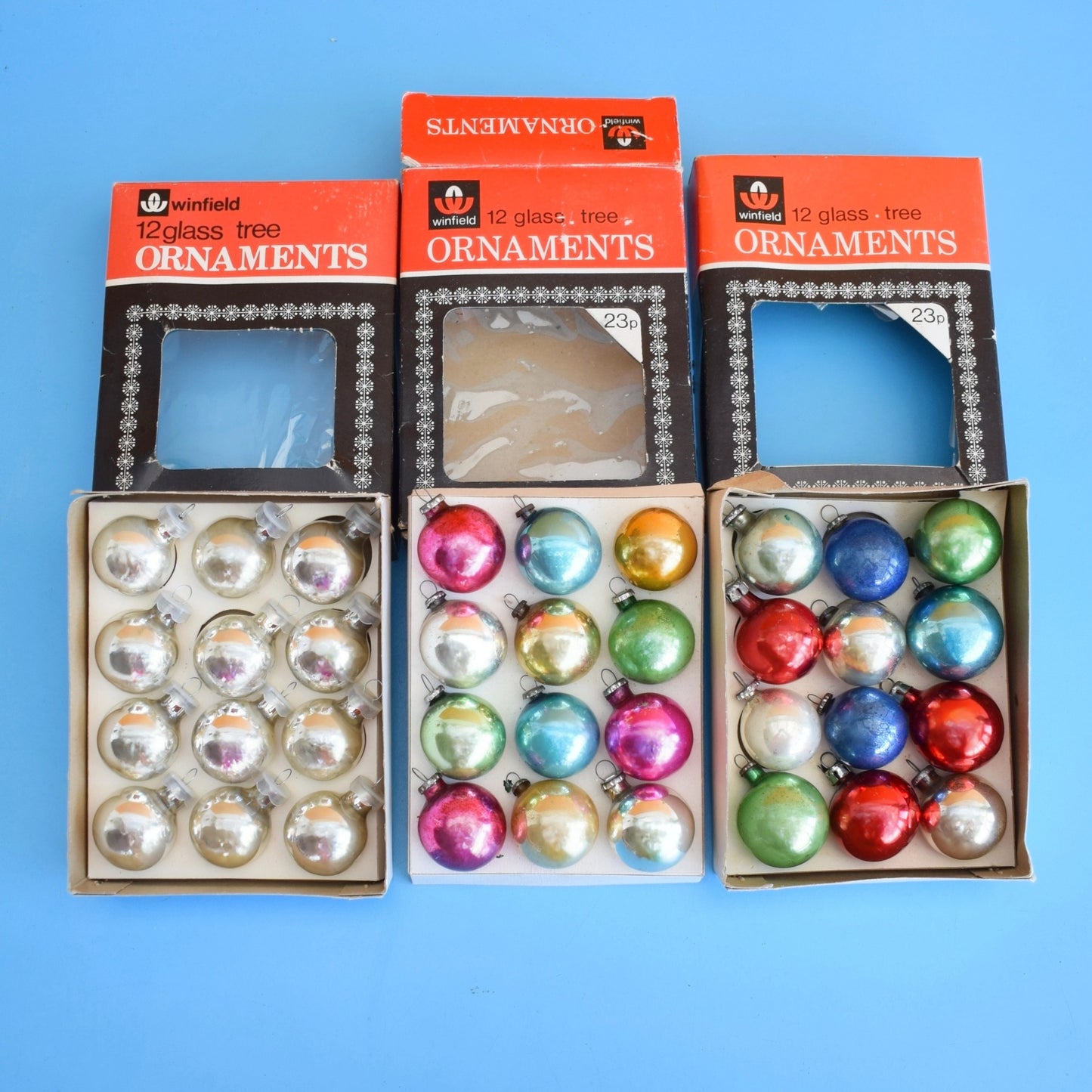 Vintage 1970s Glass Christmas Baubles - Small - Woolworths