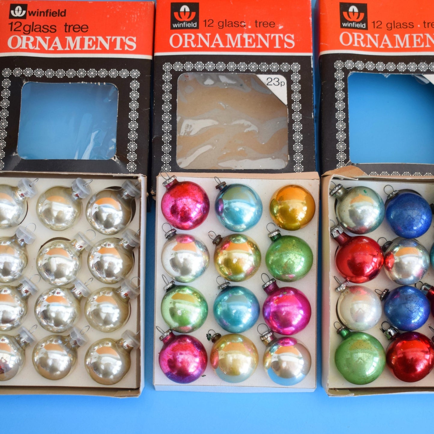 Vintage 1970s Glass Christmas Baubles - Small - Woolworths