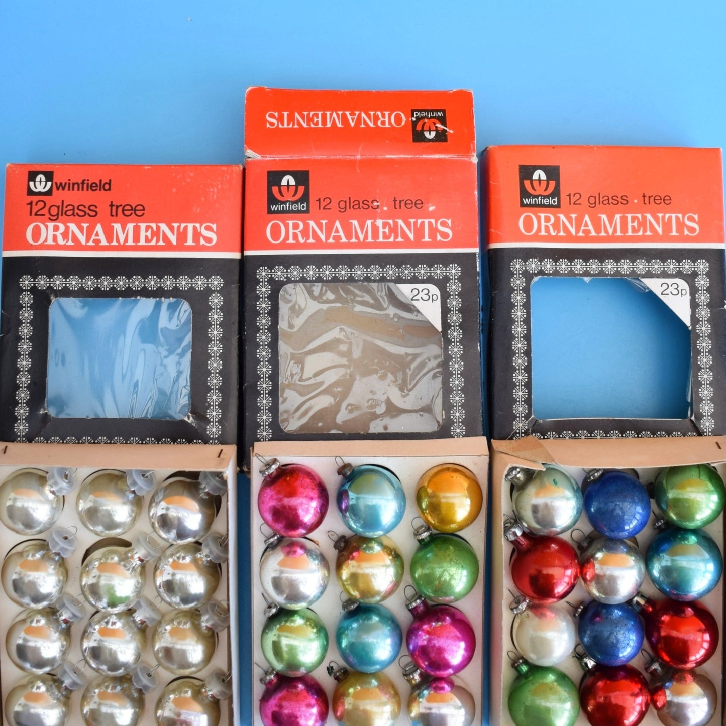 Vintage 1970s Glass Christmas Baubles - Small - Woolworths