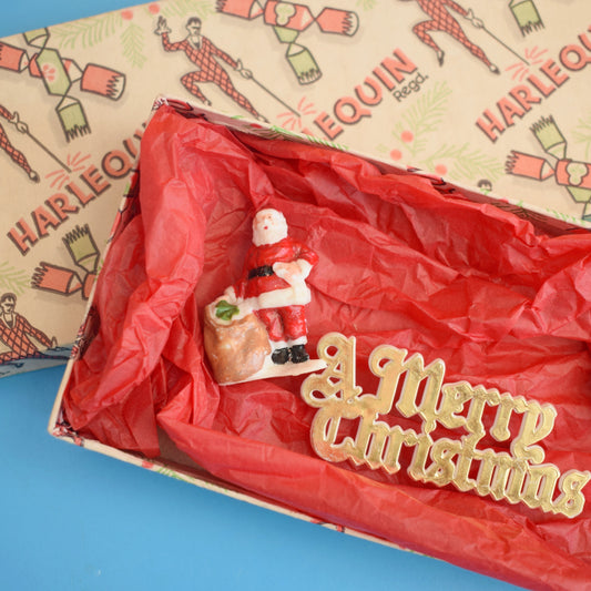 Vintage 1960s Mixed Christmas Cake Decorations In Cracker Box