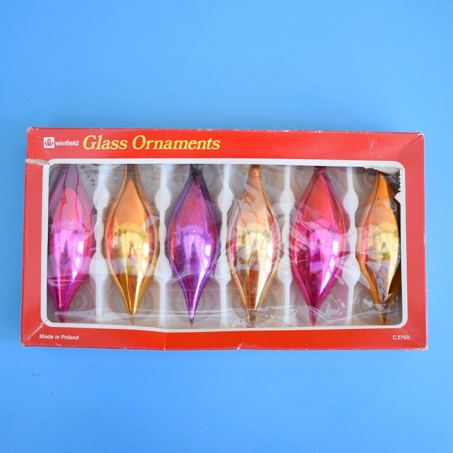 Vintage 1970s Teardrop Glass Baubles - Woolworths