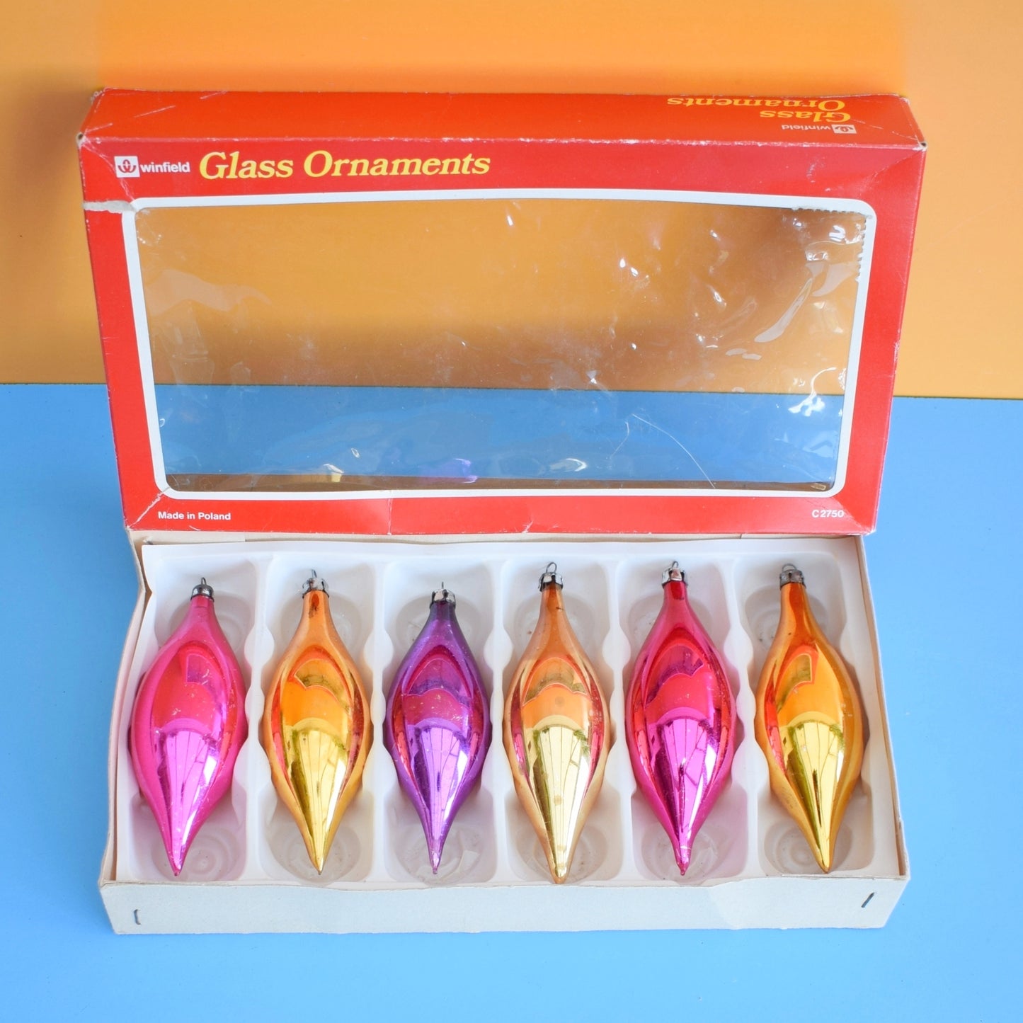 Vintage 1970s Teardrop Glass Baubles - Woolworths