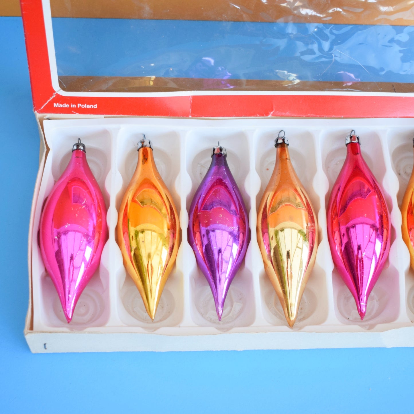 Vintage 1970s Teardrop Glass Baubles - Woolworths