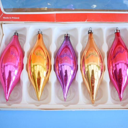 Vintage 1970s Teardrop Glass Baubles - Woolworths