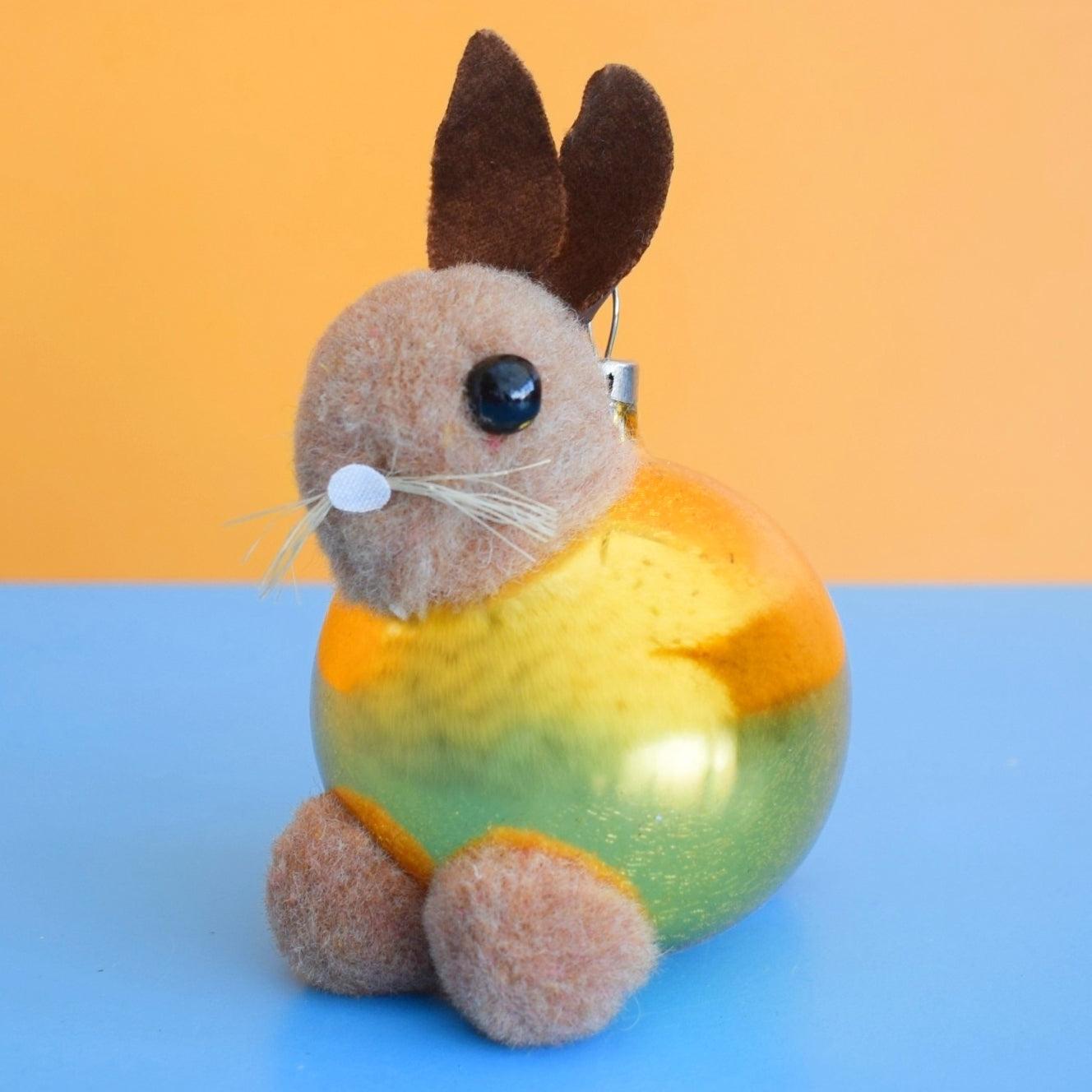 Vintage 1960s Glass Special Christmas Bauble Pom Pom Rabbit / Bunny