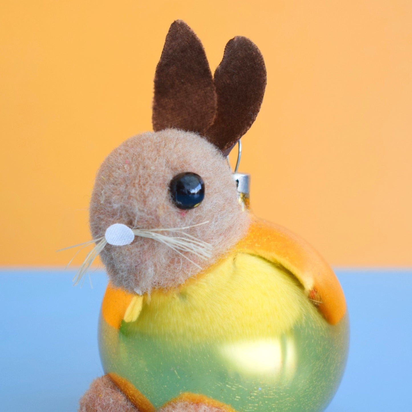 Vintage 1960s Glass Special Christmas Bauble Pom Pom Rabbit / Bunny