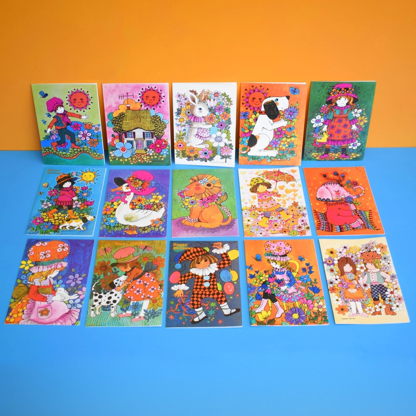 Vintage 1970s Greeting Card Pack - Gwyneth Mamlok Designs x15 Unsed