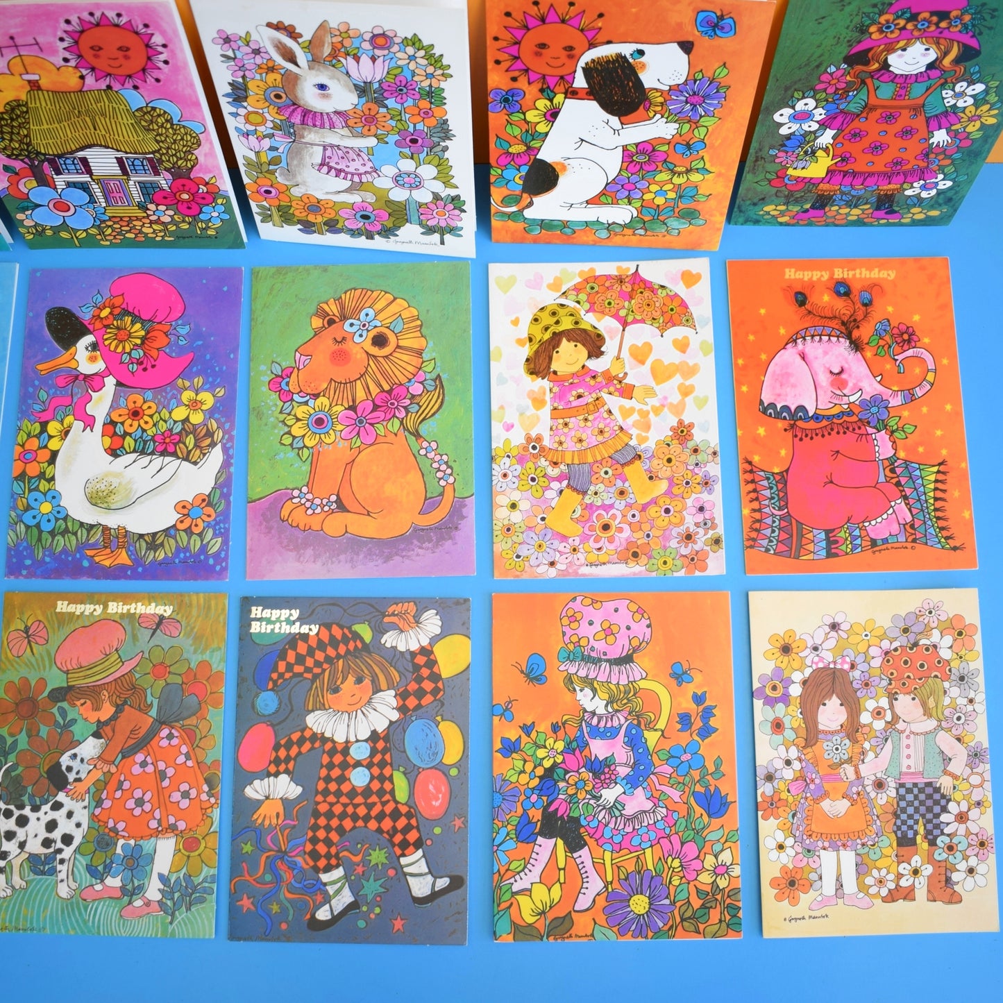 Vintage 1970s Greeting Card Pack - Gwyneth Mamlok Designs x15 Unsed