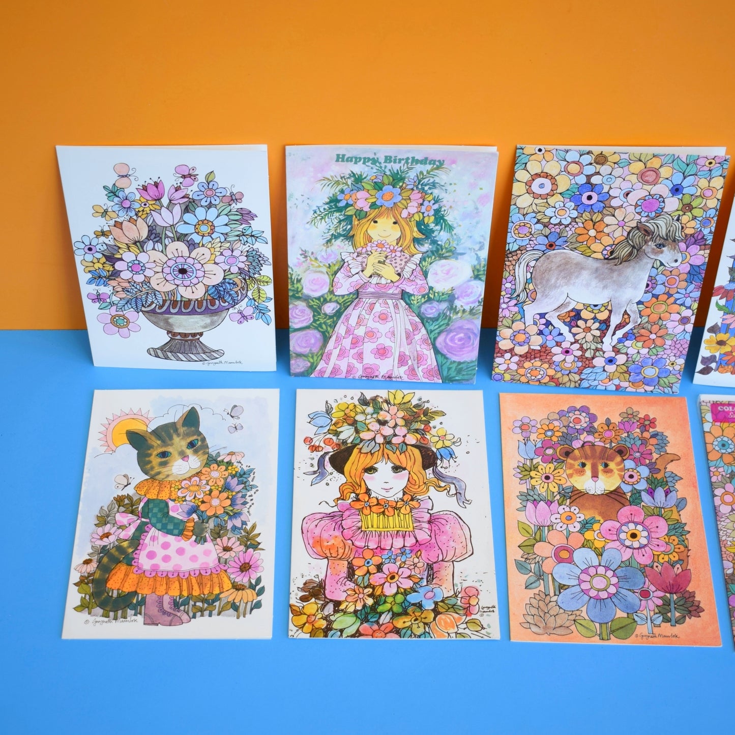 Vintage 1970s Greeting Card Pack - Gwyneth Mamlok Designs x8 Unused