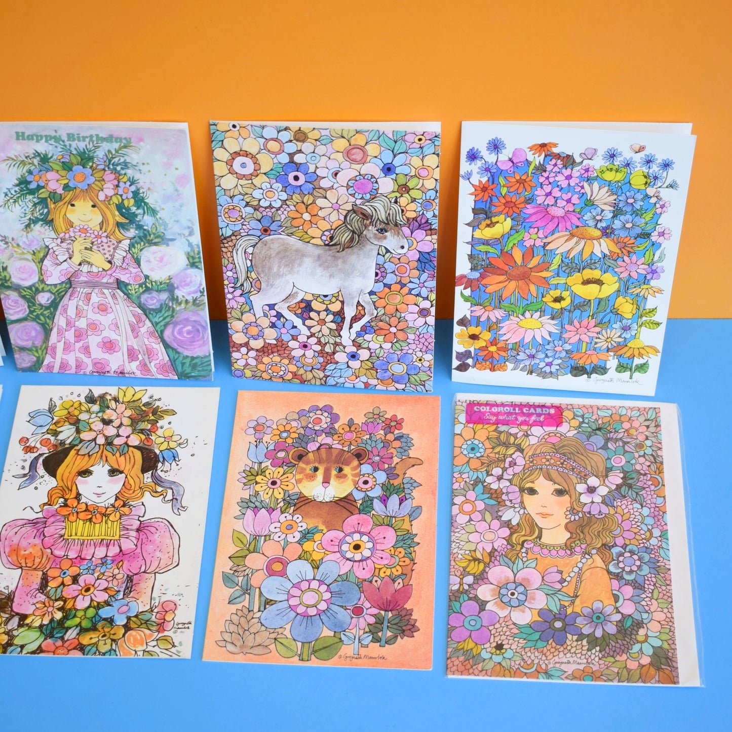 Vintage 1970s Greeting Card Pack - Gwyneth Mamlok Designs x8 Unused