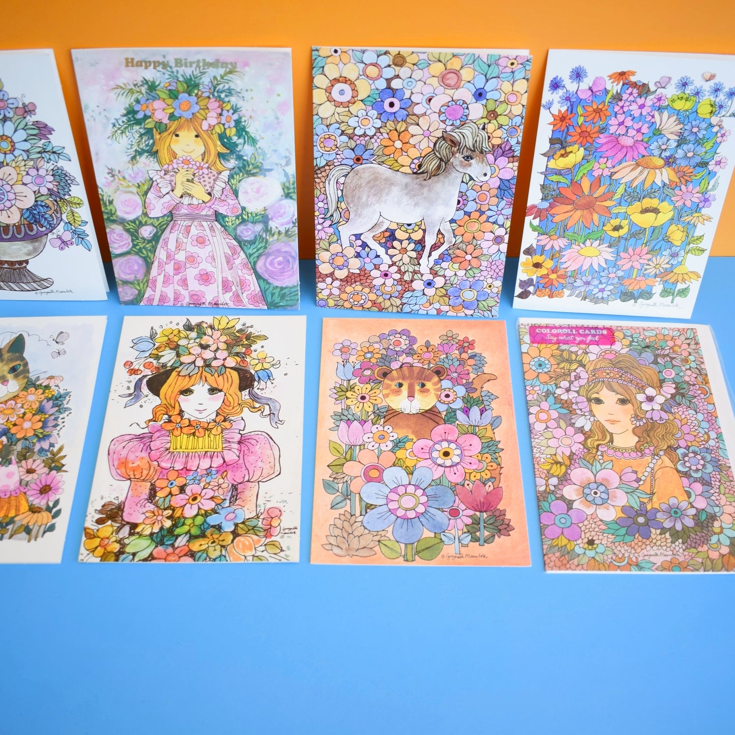 Vintage 1970s Greeting Card Pack - Gwyneth Mamlok Designs x8 Unused
