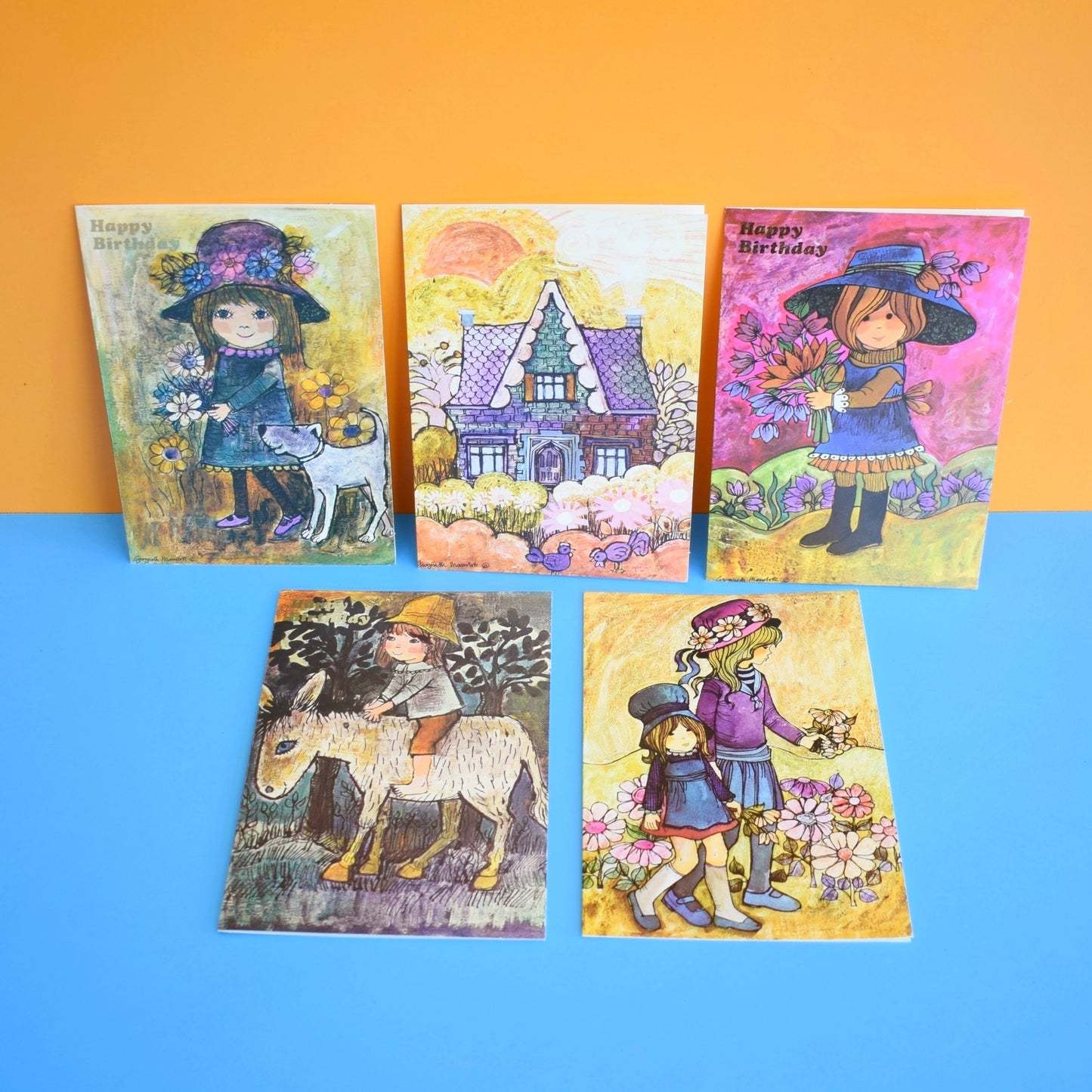 Vintage 1970s Greeting Card Pack - Gwyneth Mamlok Designs x5 Unused