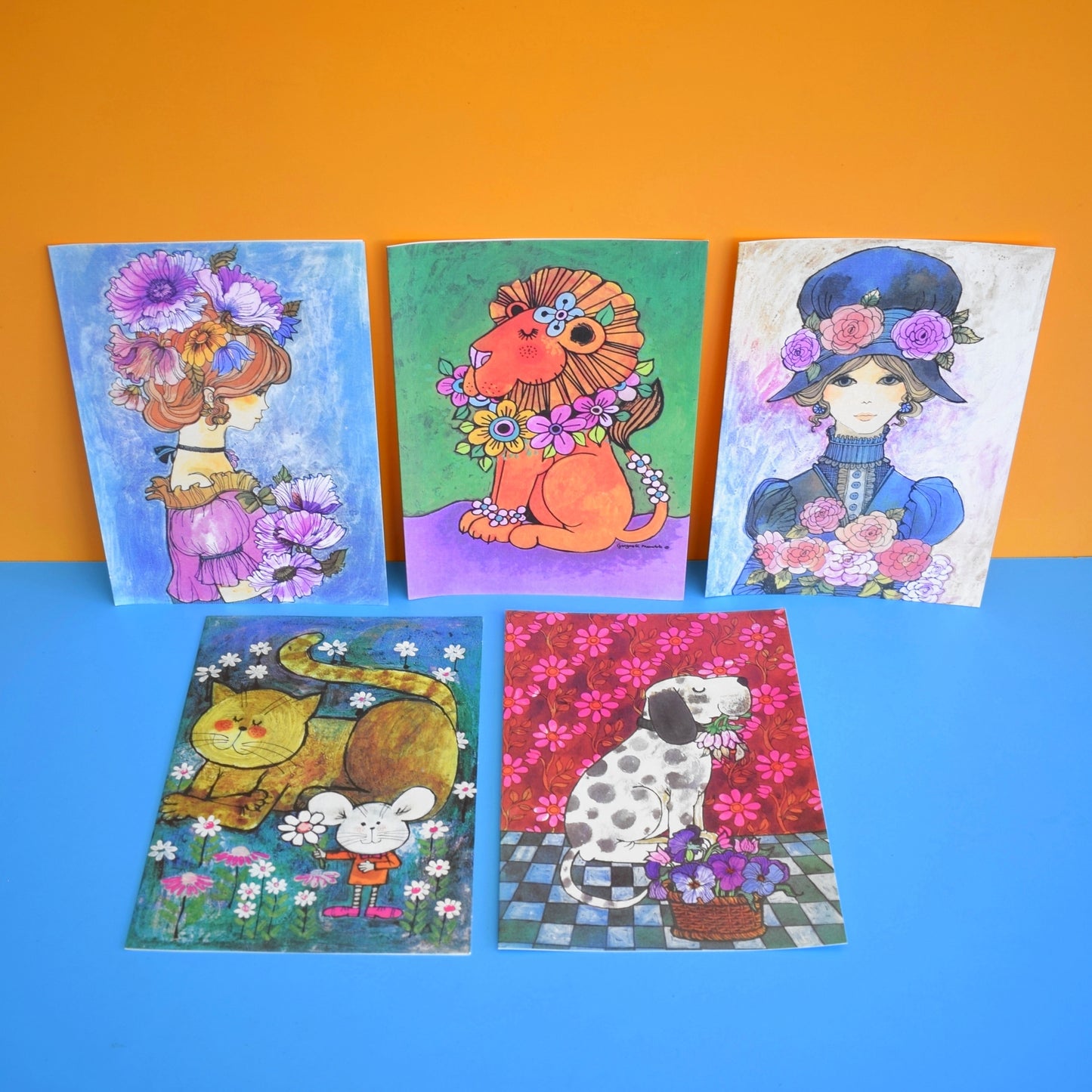 Vintage 1970s Greeting Card Pack - Gwyneth Mamlok Designs x5 Unused - Large