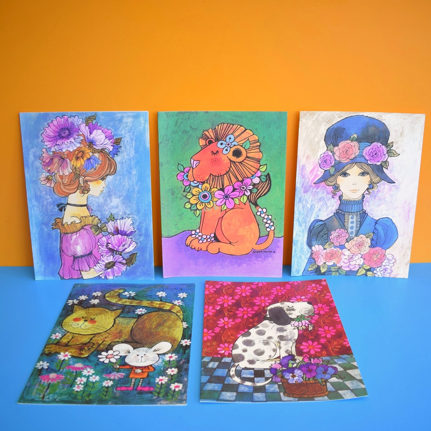 Vintage 1970s Greeting Card Pack - Gwyneth Mamlok Designs x5 Unused - Large