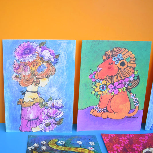 Vintage 1970s Greeting Card Pack - Gwyneth Mamlok Designs x5 Unused - Large