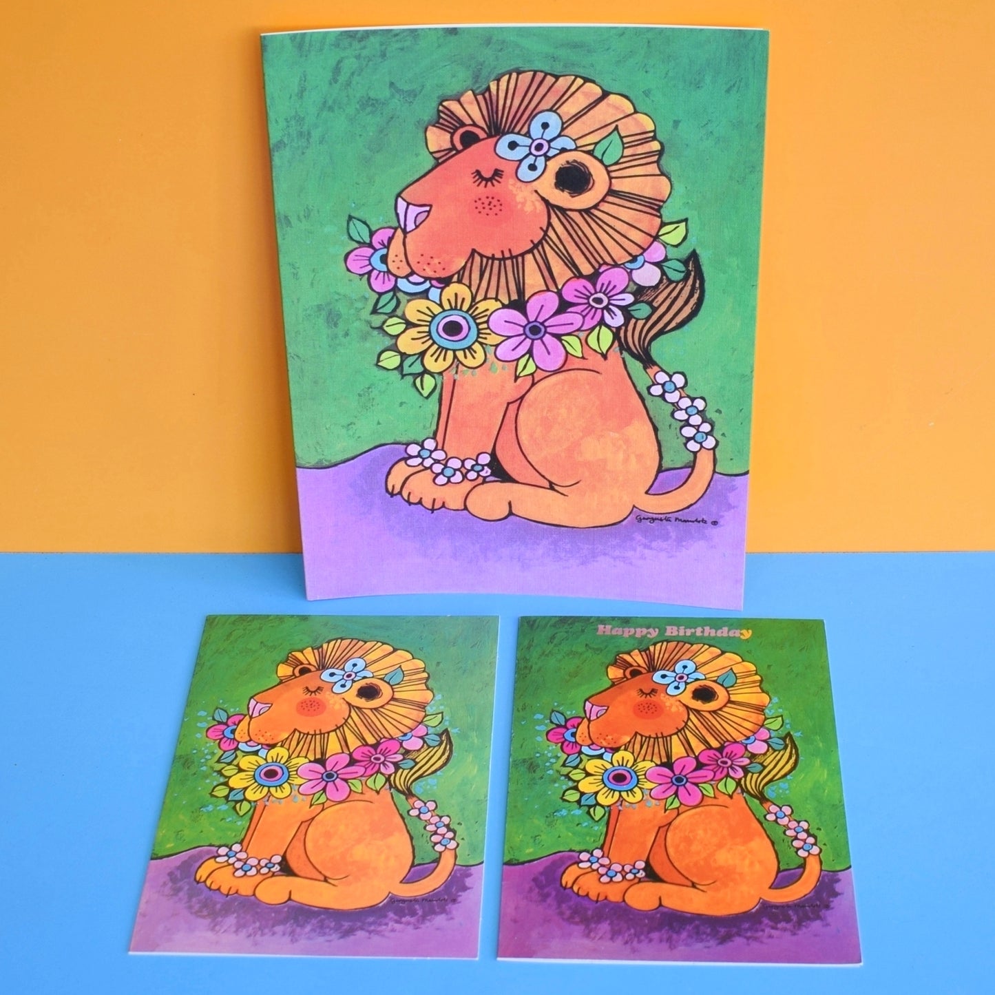 Vintage 1970s Greeting Card - by Gwyneth Mamlok - Leo, Green