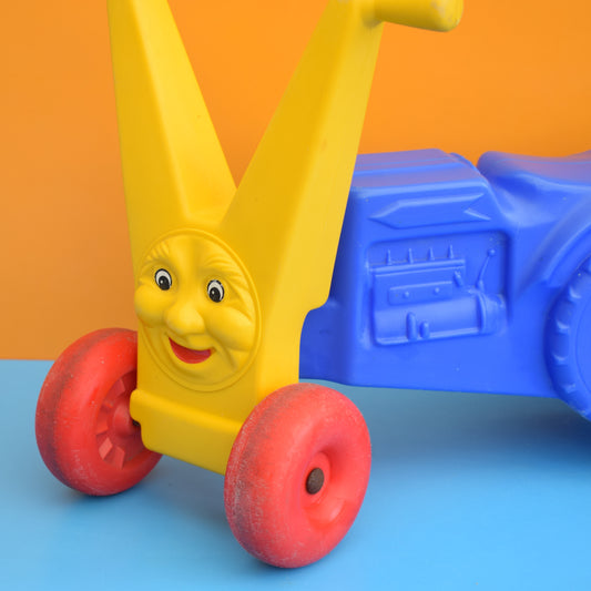 Vintage 1980s Plastic Toy Ride On Tractor With Face