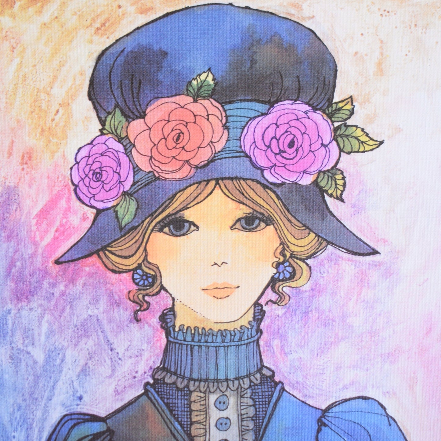 Vintage 1970s Large Greeting Card - by Gwyneth Mamlok - Lady Jane