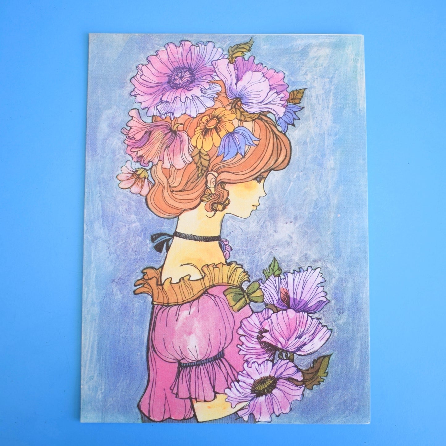 Vintage 1970s Large Greeting Card - by Gwyneth Mamlok - Poppy Girl