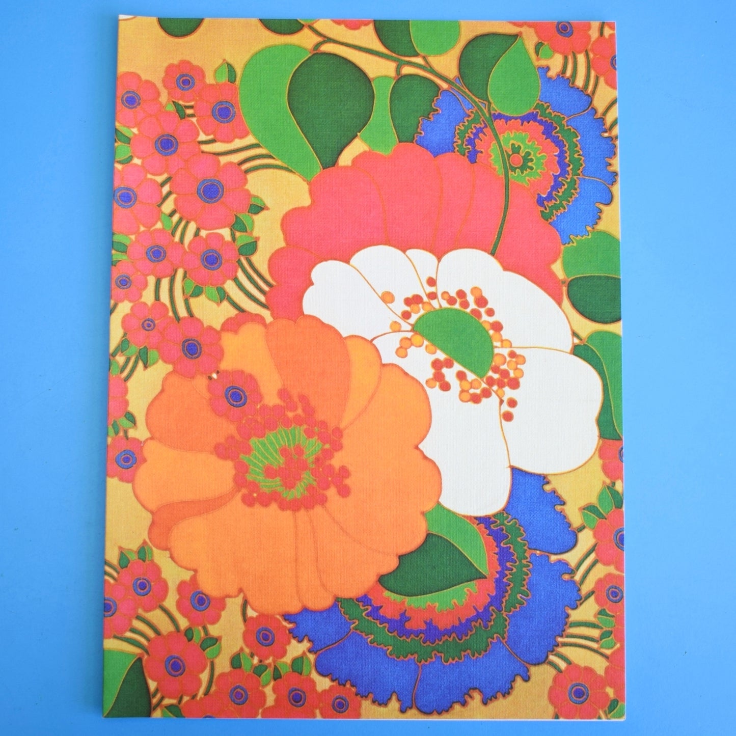 Vintage 1970s Large Greeting Card - by Robert Vernet - Flowers, Orange