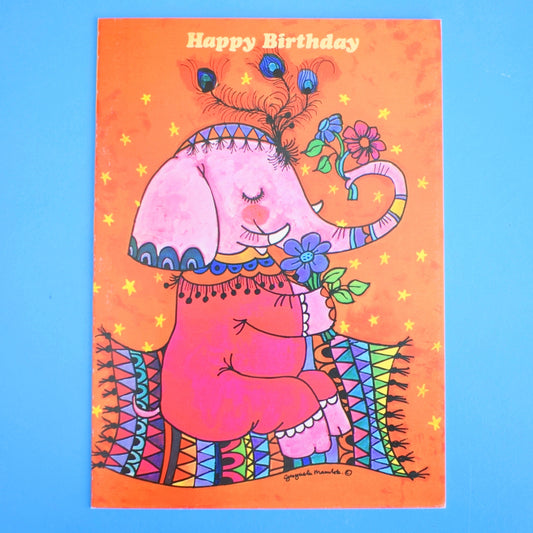 Vintage 1970s Greeting Card - by Gwyneth Mamlok - Flying Elephant