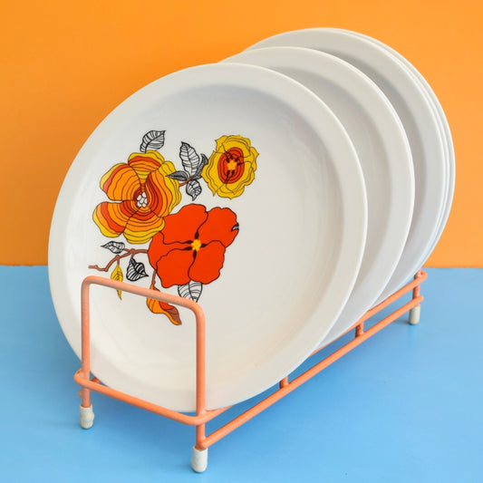 Vintage 1970s Plate Rack - Orange
