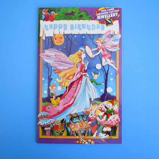 Vintage 1970s Greeting Card - Cut Out - Happy Birthday Fairy Jewellery