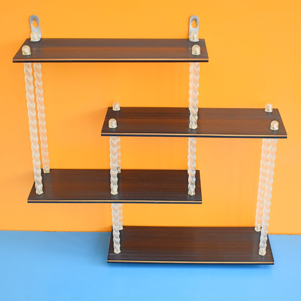 Vintage 1950s Gay Box Shelf Black Shelves / Clear Uprights