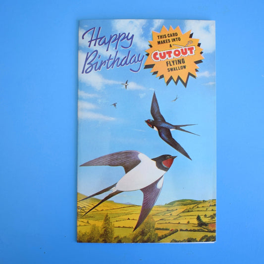 Vintage 1970s Greeting Card - Cut Out - Flying Swallow Bird Model