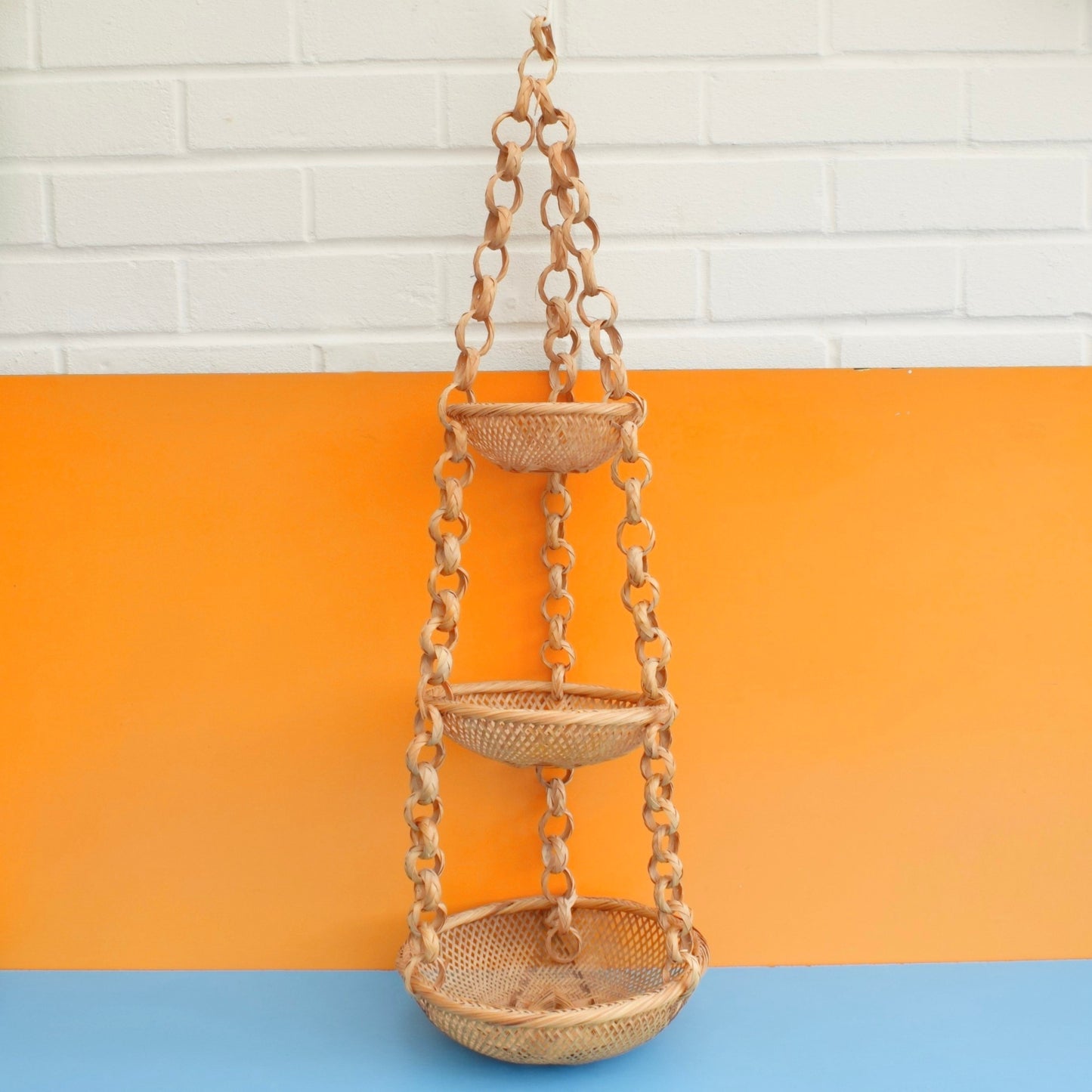 Vintage 1970s Hanging Basket / Planter - Wicker