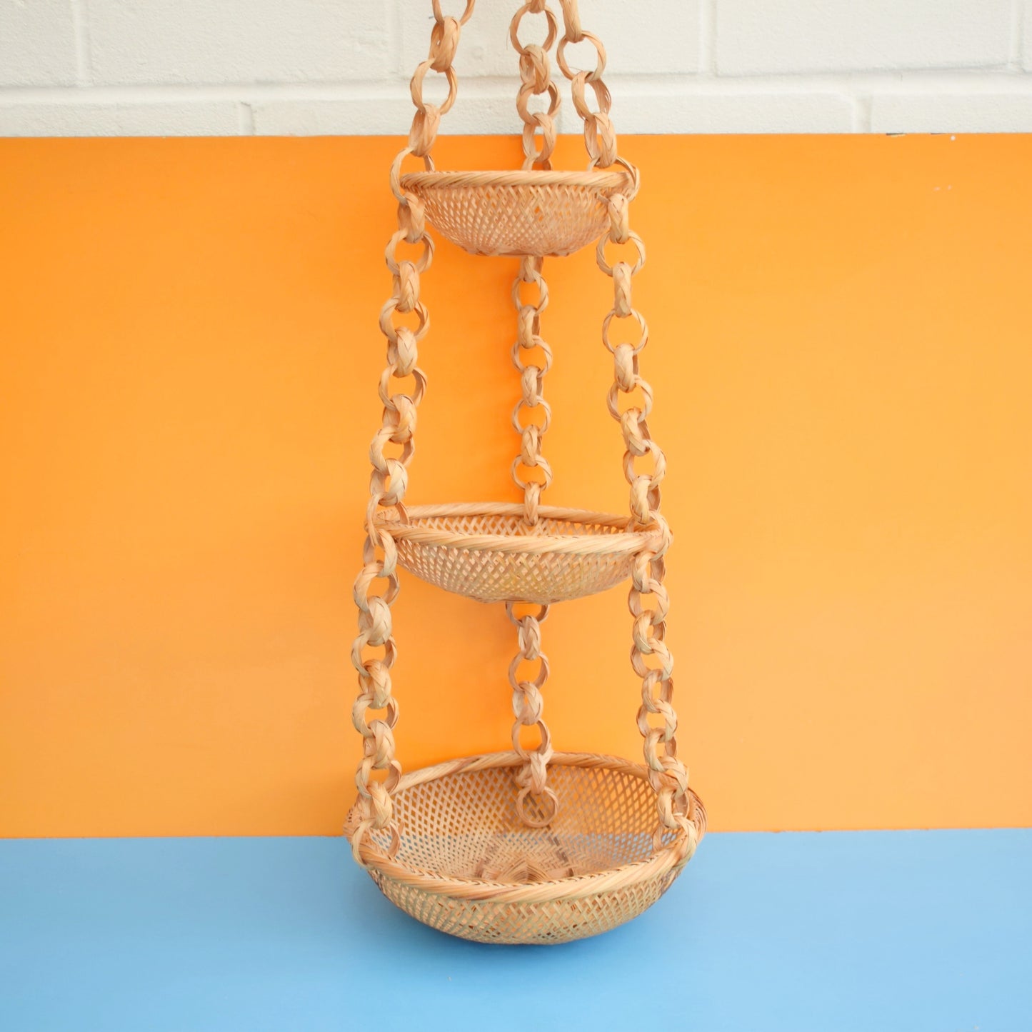 Vintage 1970s Hanging Basket / Planter - Wicker