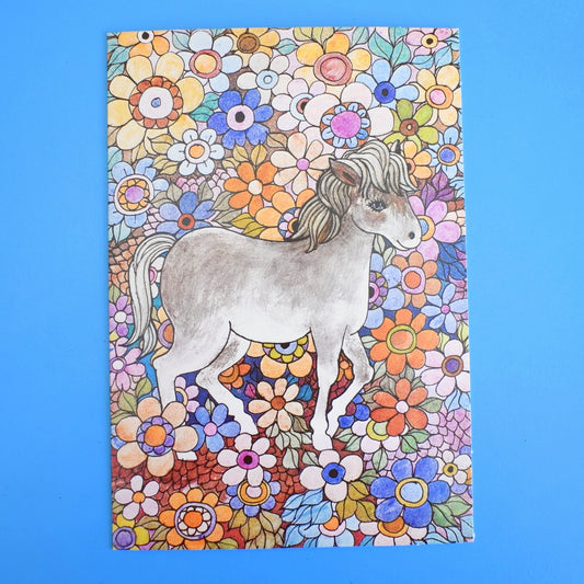 Vintage 1970s Greeting Card - by Gwyneth Mamlok - Tiffany Horse