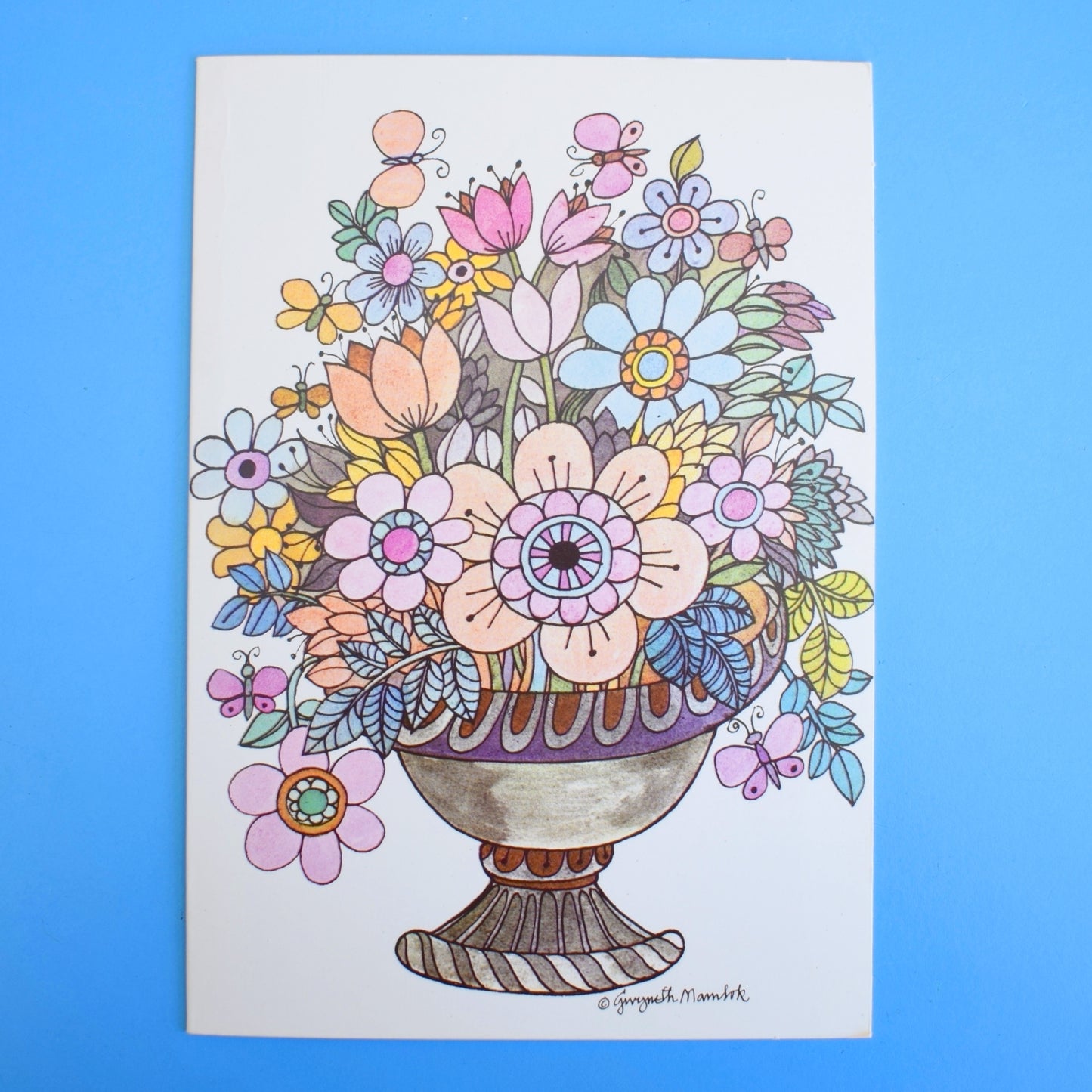 Vintage 1970s Greeting Card - by Gwyneth Mamlok - Butterfly Spray
