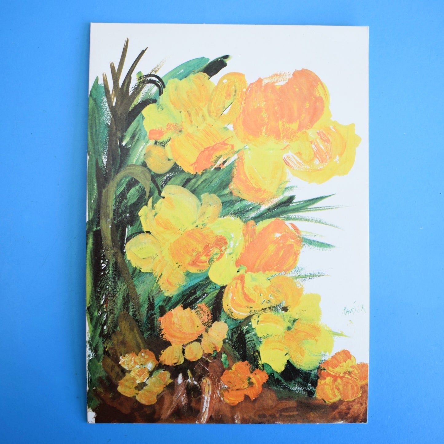 Vintage 1970s Greeting Card - by Marion - Glorious Daffodils - Painterly Flowers