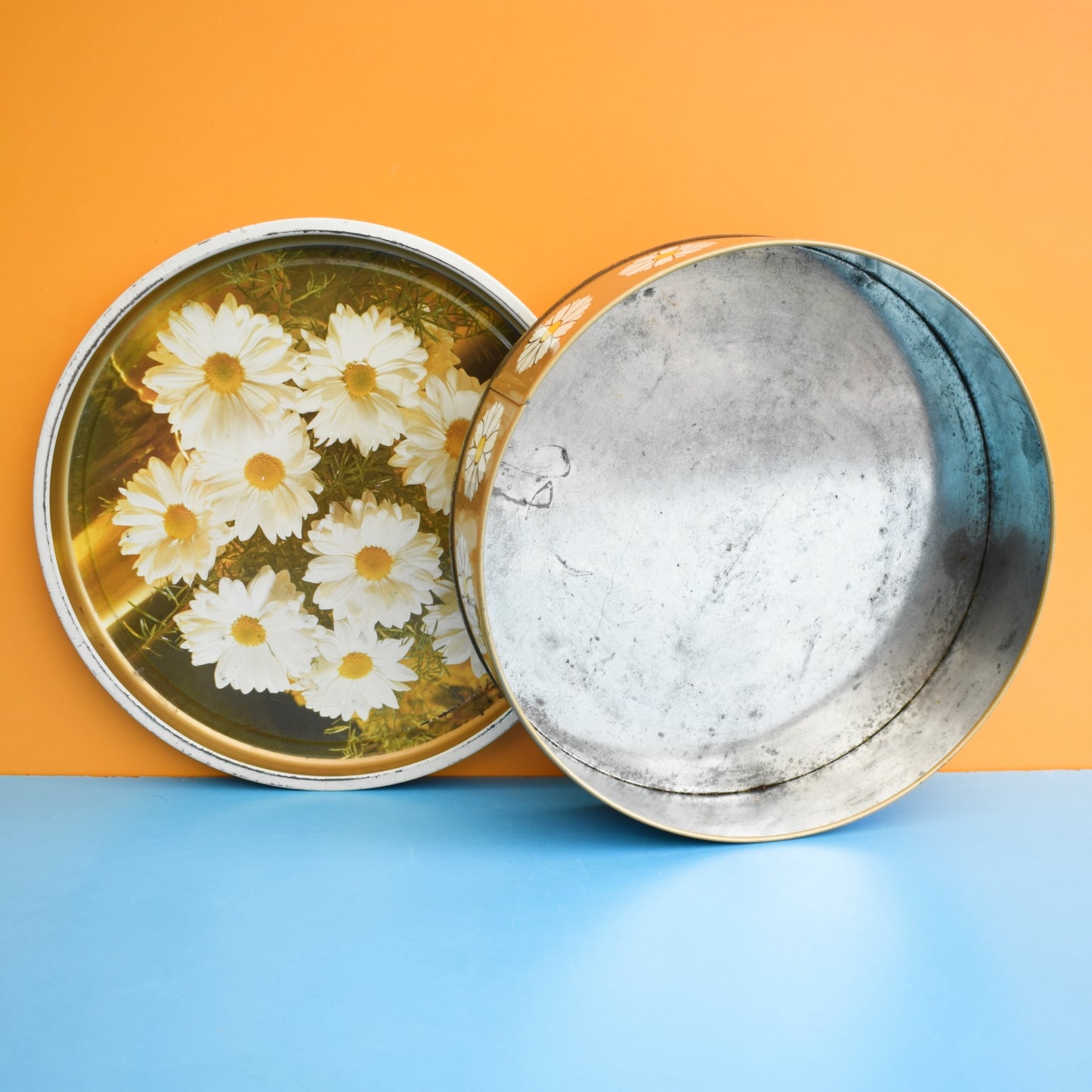 Vintage 1960s Metal Flower Tins - Flower Power