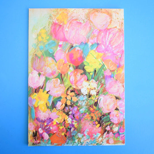 Vintage 1970s Greeting Card - by Marion - Eternal Summer- Painterly Flowers