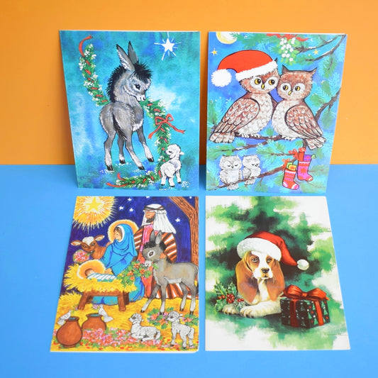 Vintage 1970s French Christmas Greeting Card - Animal Themes