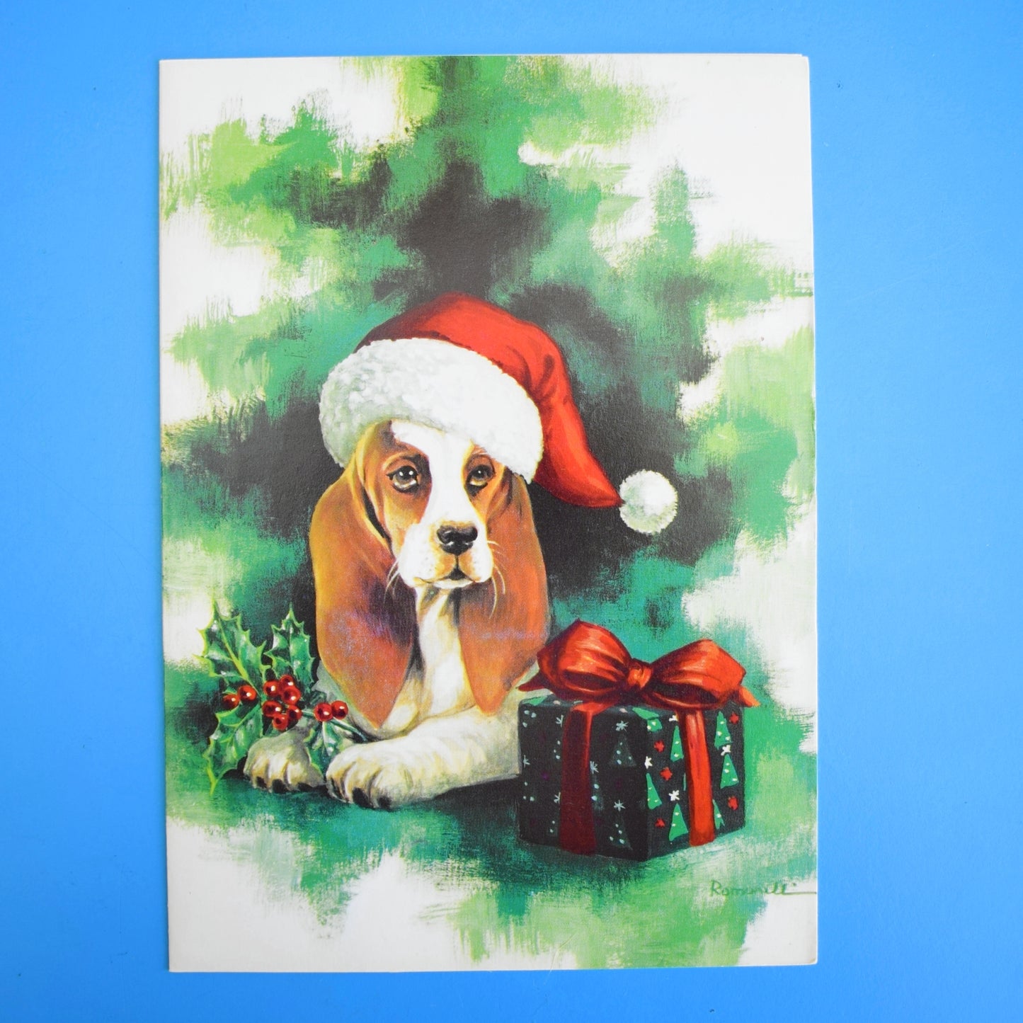 Vintage 1970s French Christmas Greeting Card - Animal Themes