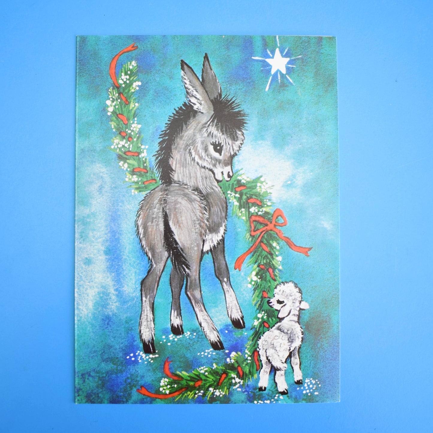 Vintage 1970s French Christmas Greeting Card - Animal Themes